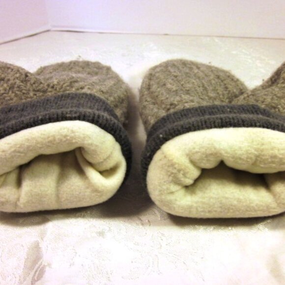 Winter knitted MITTENS FLEECE LINED RIBBED CUF GRAY UNISEX GOOD CONDITION USED - Picture 9 of 15